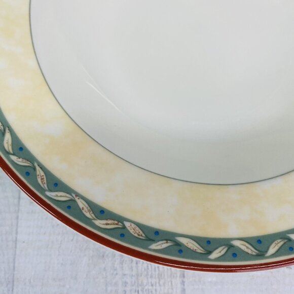 PTS international Interiors PROVENCE Fruit Leave Porcelain  Rim Soup Bowl Set 4 - Picture 14 of 16